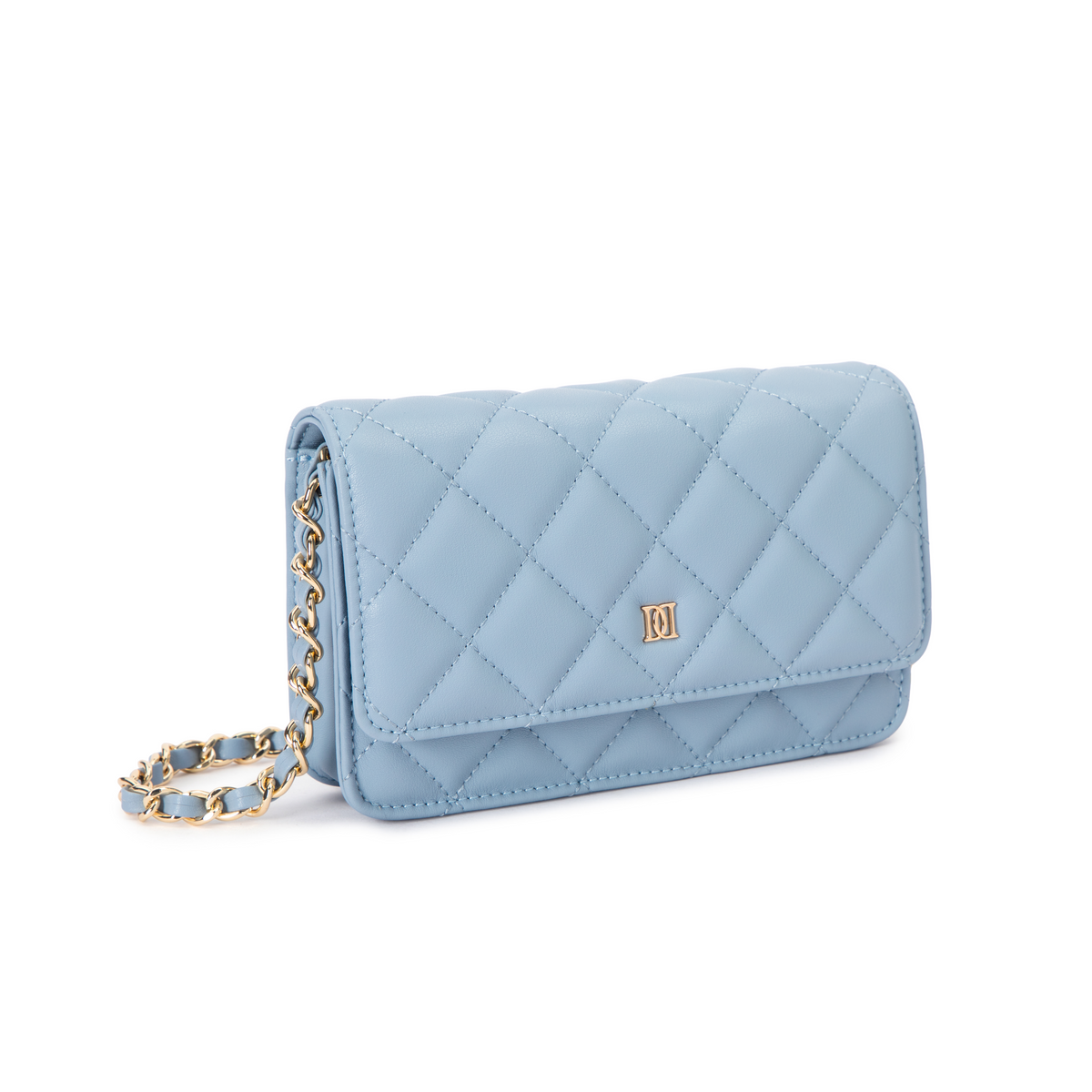 LEATHER QUILTED MINI BAG LIGHT BLUE
