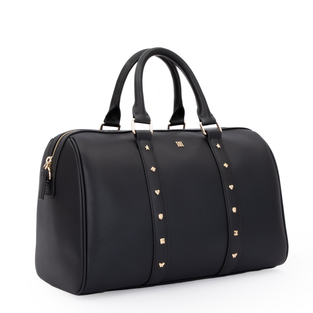 LEATHER BOWLER BAG LARGE W/SIGN STUDS