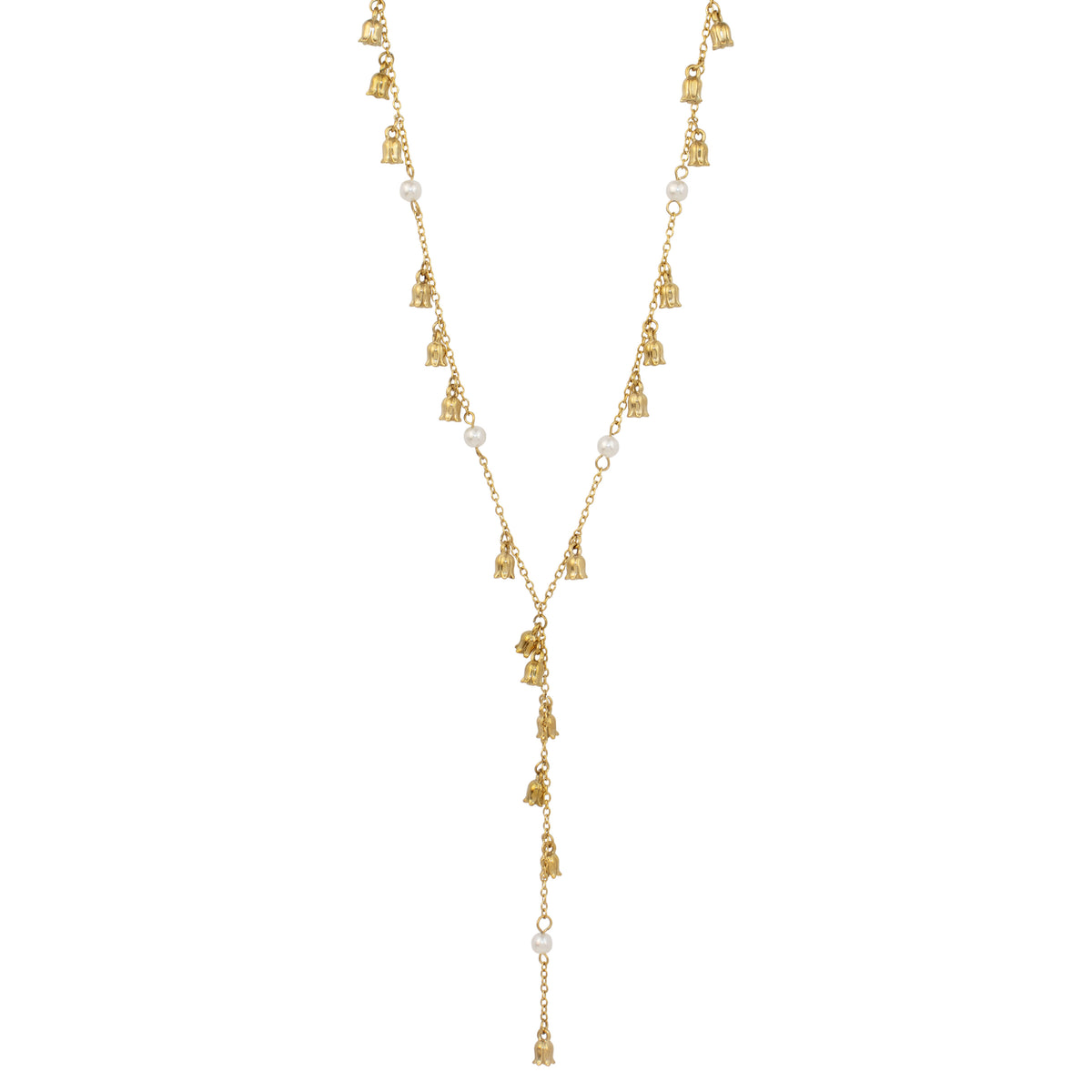LILY FLOWER NECKLACE W/PEARLS