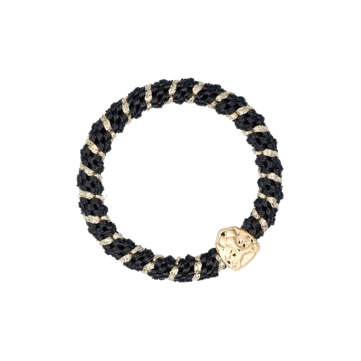 FAT HAIR TIE BLACK STRIPE W/LION