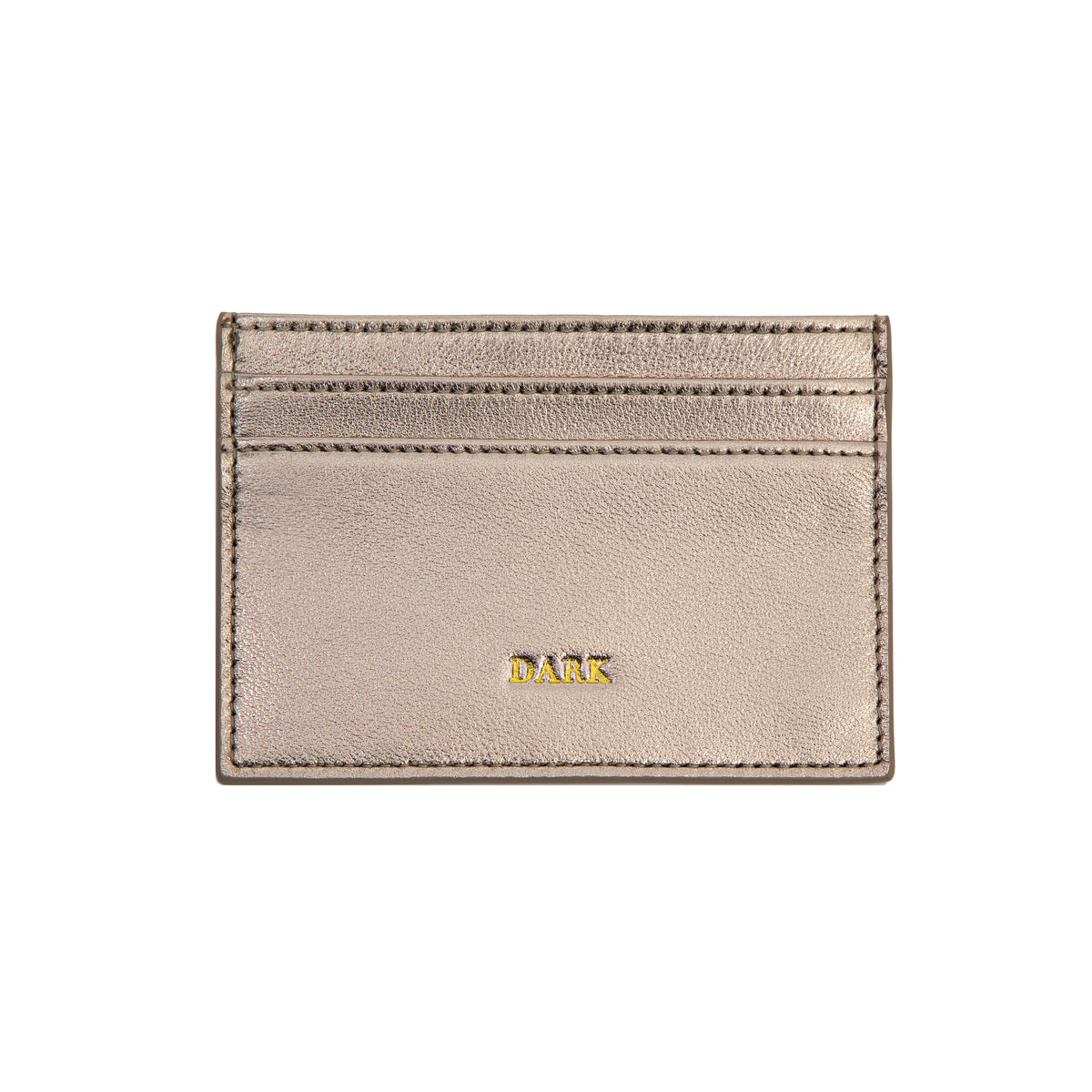 LEATHER CARD HOLDER NAPPA W/DARK LOGO CHAMPAGNE METALLIC