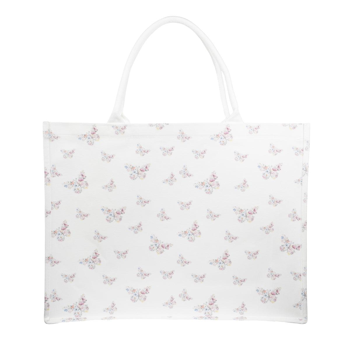 CANVAS TOTE LARGE OFF WHITE BUTTERFLY PATTERN
