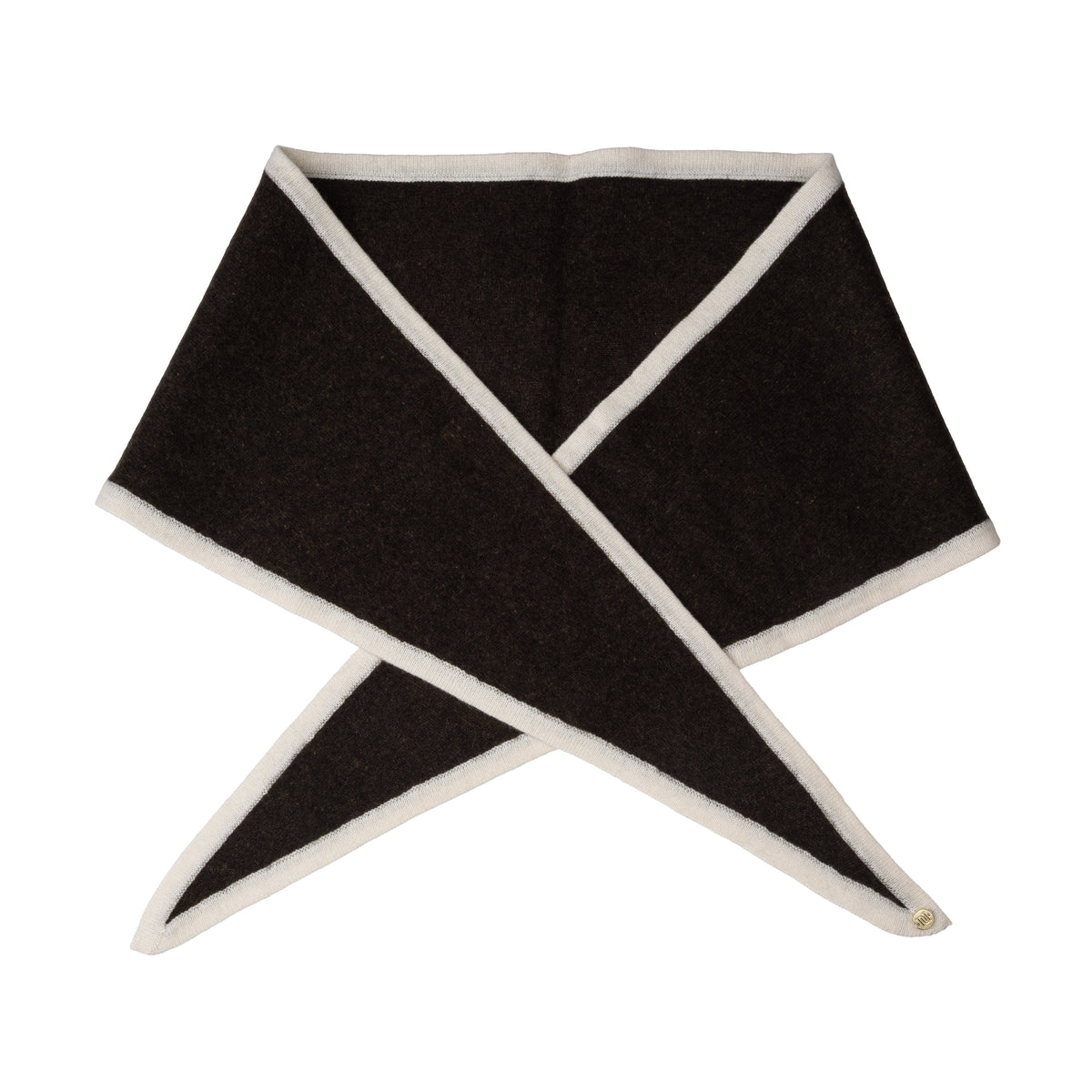 CASHMERE SCARF CHOCOLATE BROWN W/OFF WHITE