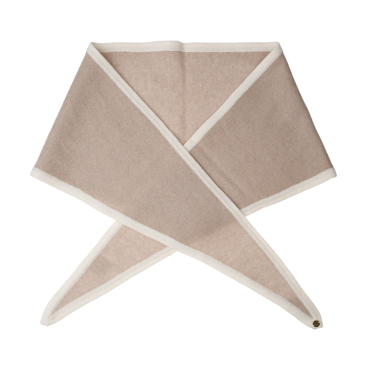 CASHMERE SCARF SAND W/OFF WHITE