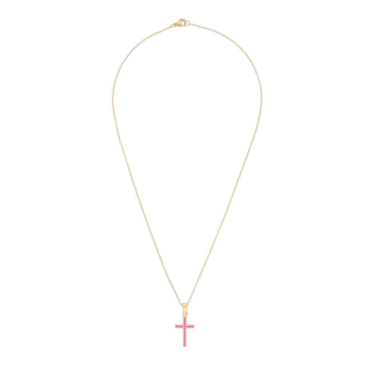 CROSS NECKLACE W/CRYSTALS PINK