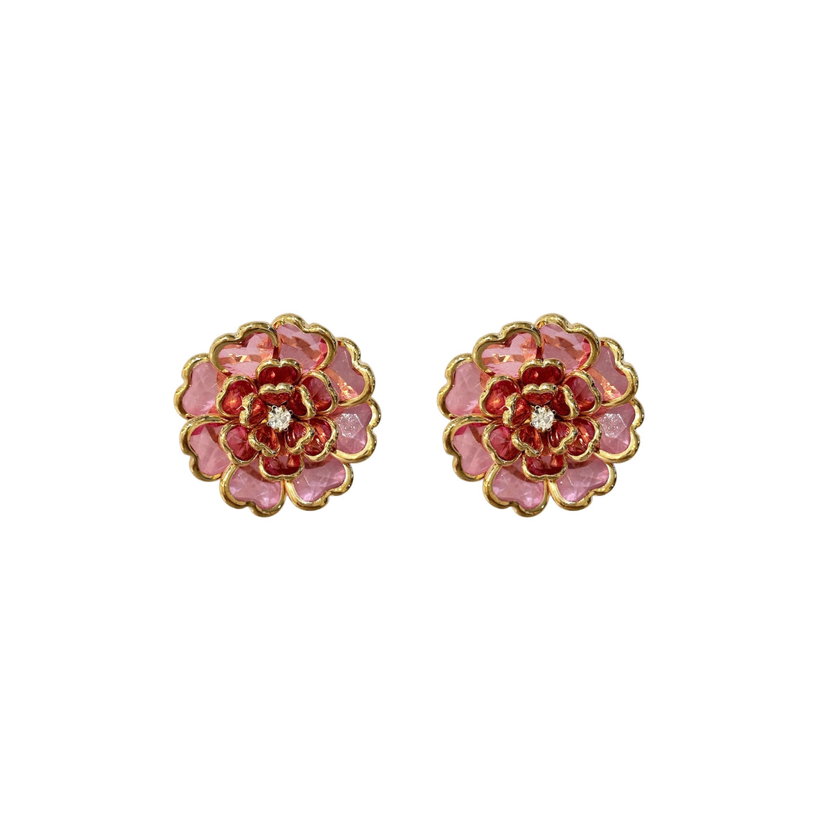 CRYSTAL COLORED FLOWER BUTTON COVERS PINK