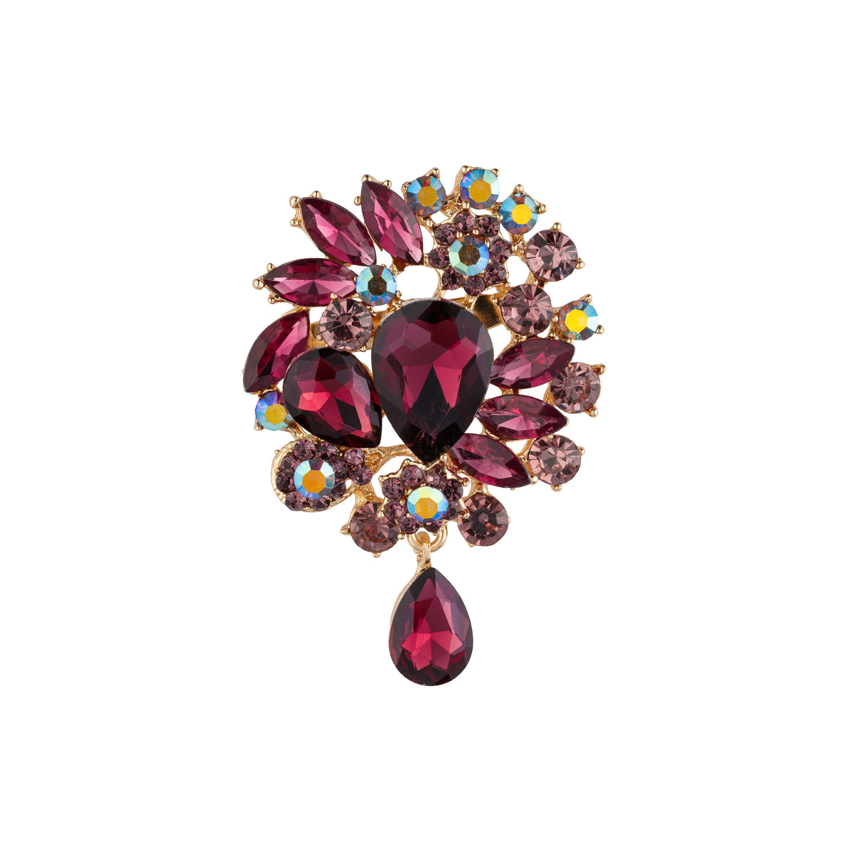 CRYSTAL DROP BROOCH BORDEAUX