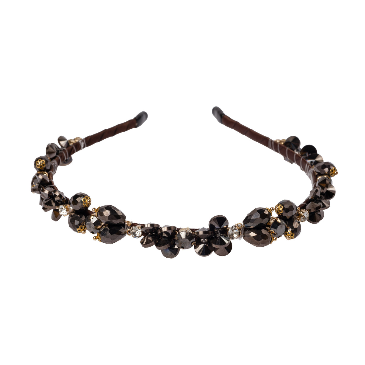 CRYSTAL HAIR BAND CHOCOLATE BROWN