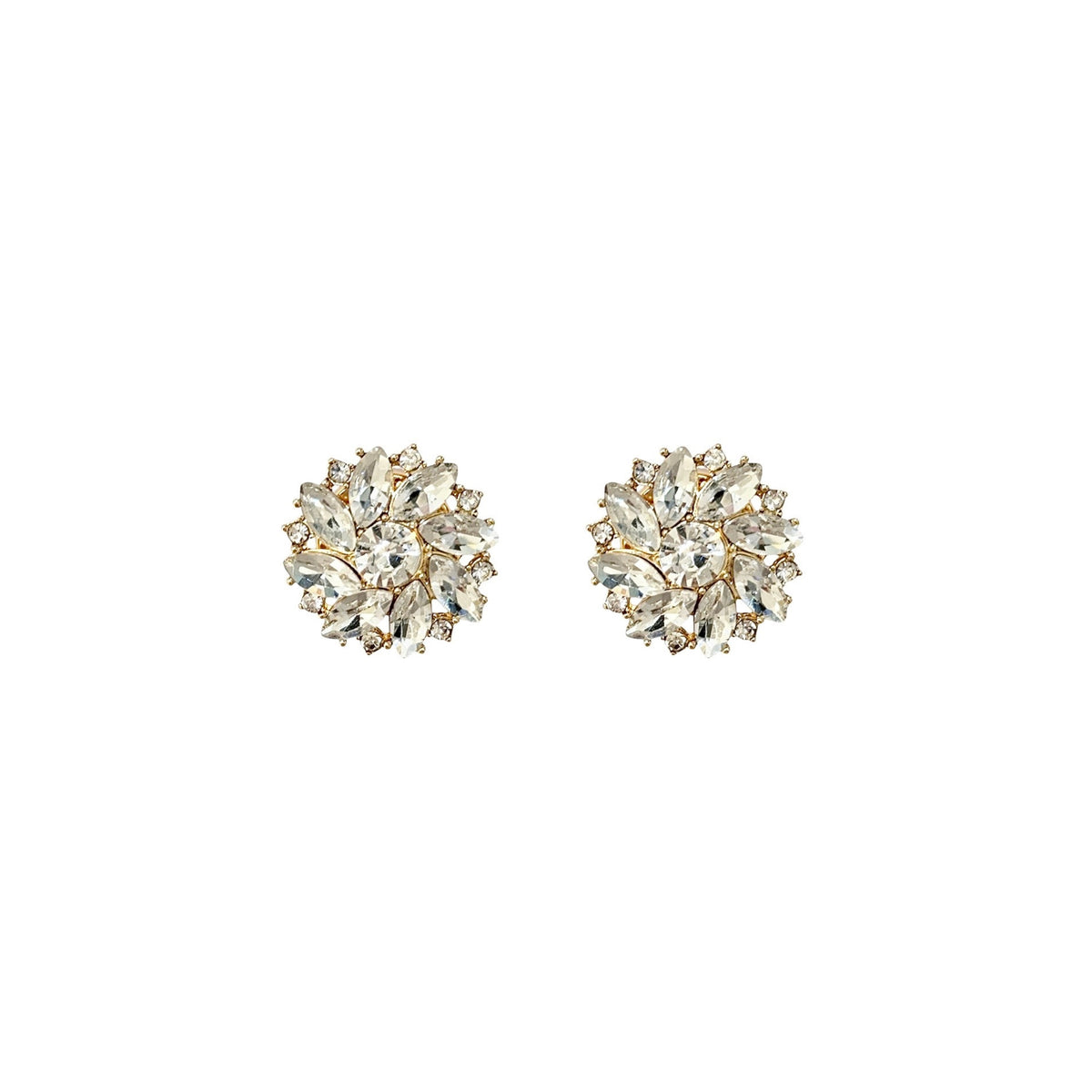 CRYSTAL MARQUISE FLOWER BUTTON COVERS GOLD