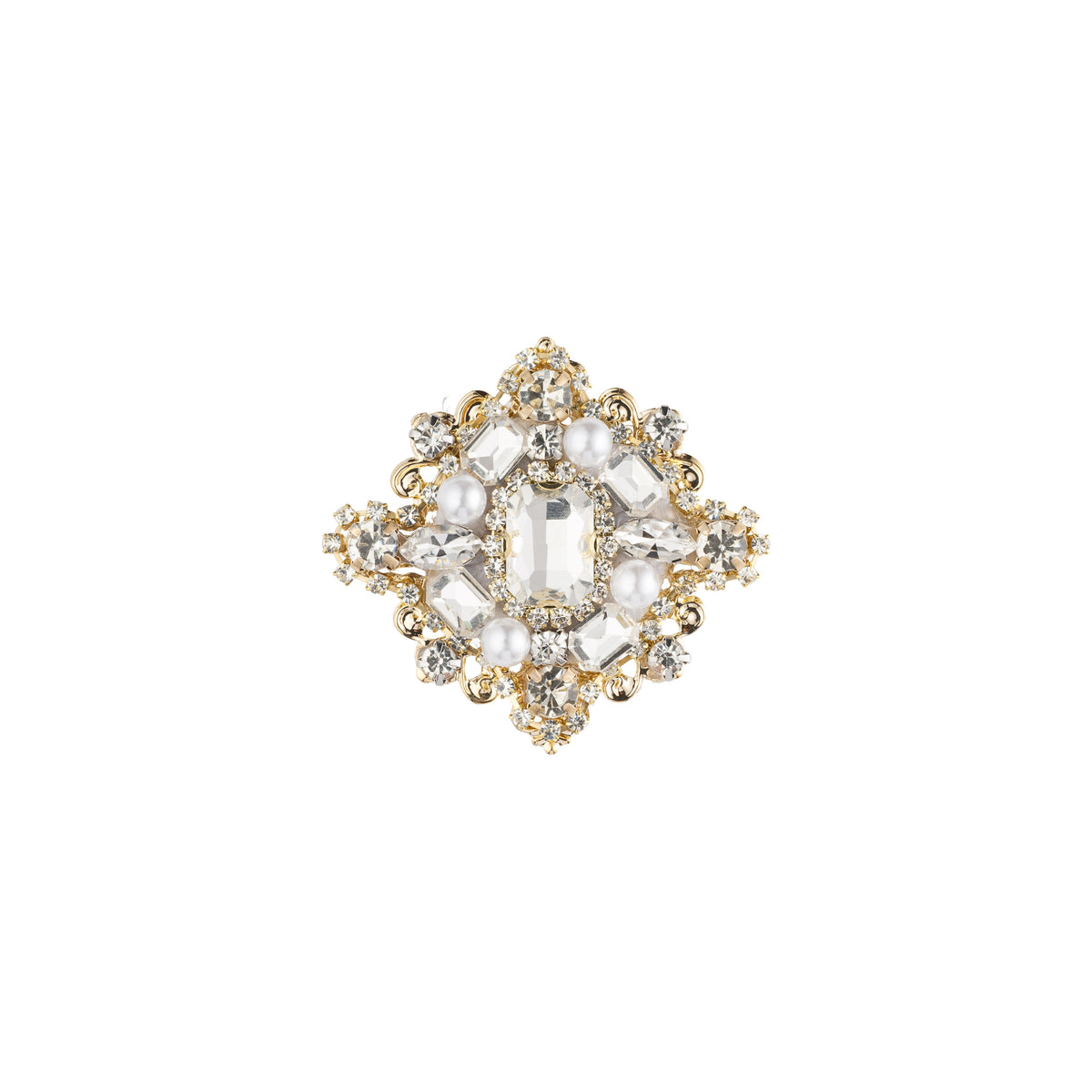 CRYSTAL VINTAGE BROOCH WHITE MIX