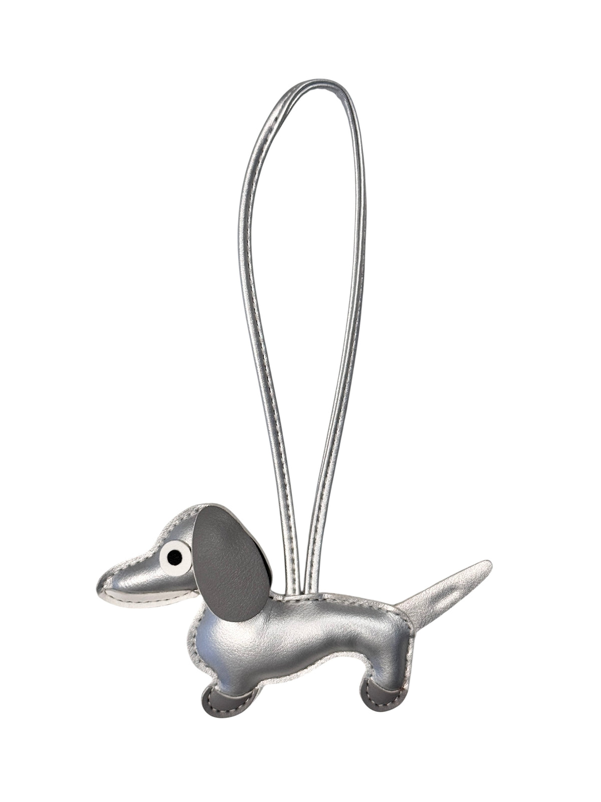 DACHS BAG CHARM SILVER W/GREY & OFF WHITE