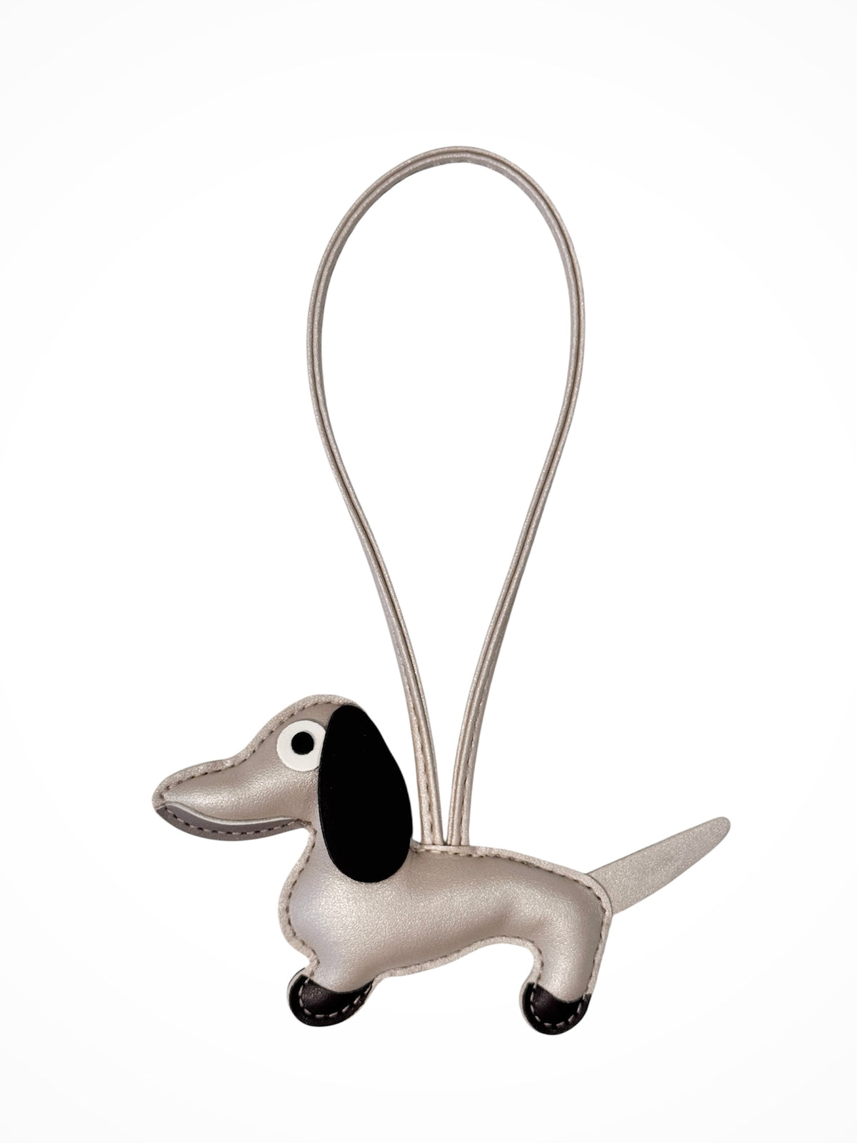 DACHS BAG CHARM SPARKLED SAND W/CHOCOLATE BROWN & WARM TAUPE