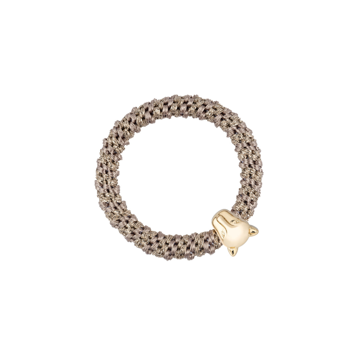 FAT HAIR TIE DARK SAND GLITTER STRIPE W/PANTHER