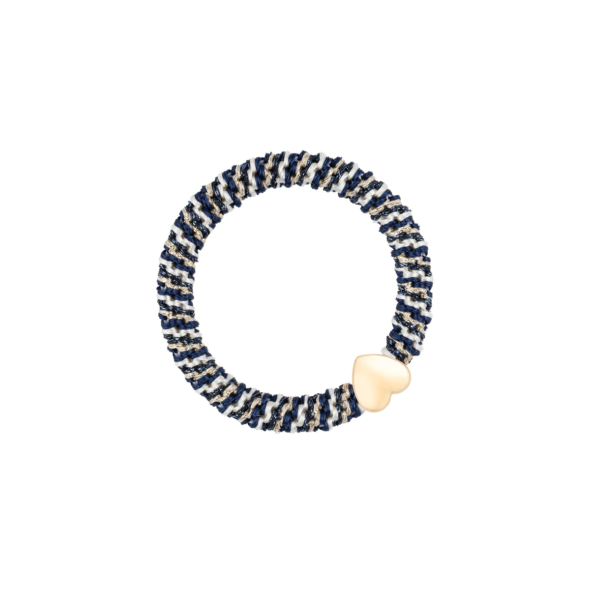 FAT HAIR TIE NAVY BLUE & OFF WHITE MIX W/HEART