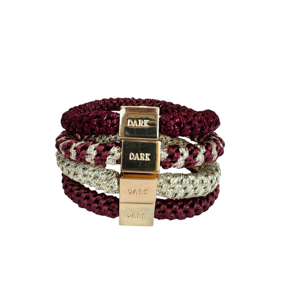 FAT HAIR TIES 4 PK COMBO MAROON MIX W/GOLD FAT HAIR TIES 4 PK COMBO MAROON MIX W/GOLD