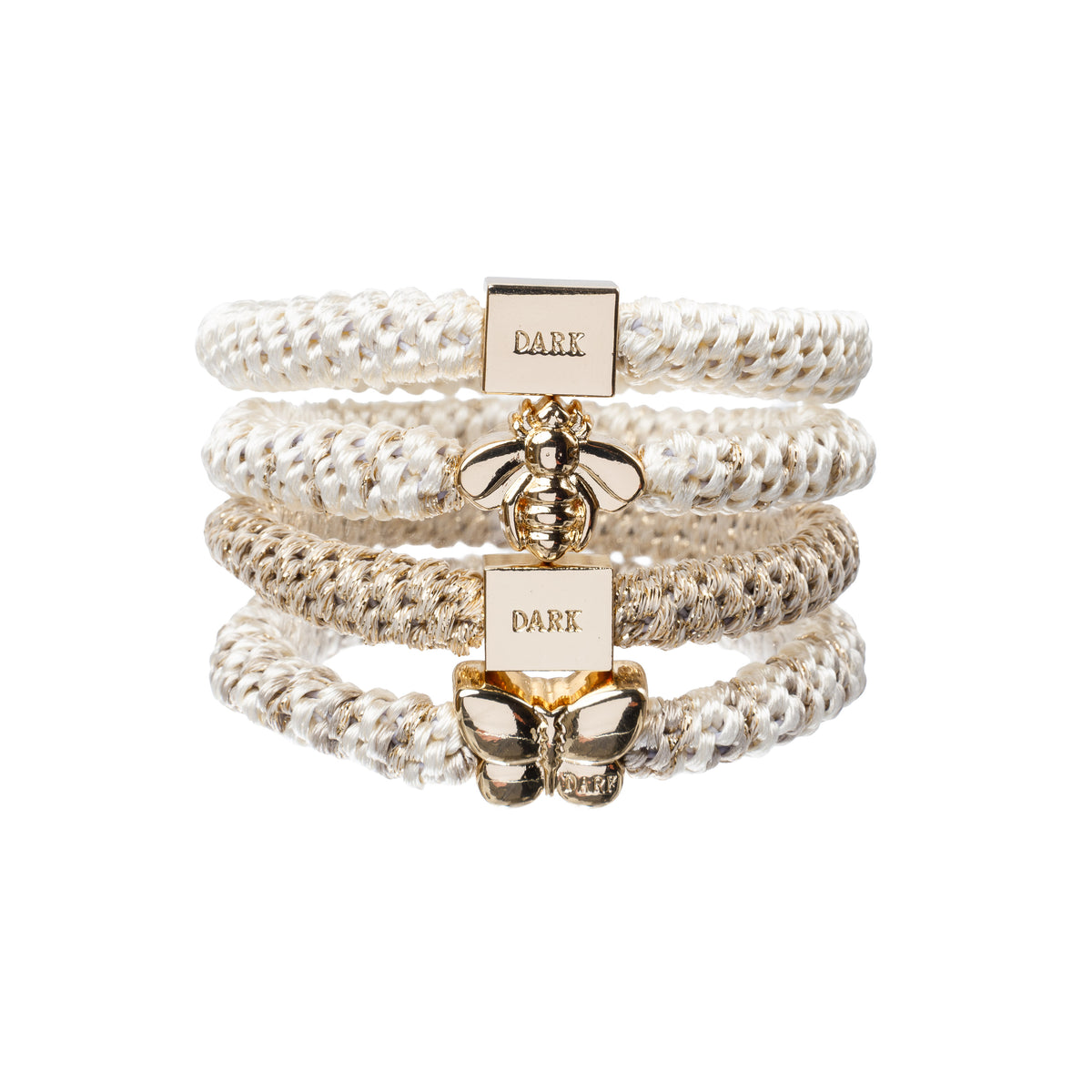 FAT HAIR TIES 4 PK COMBO OFF WHITE MIX W/GOLD