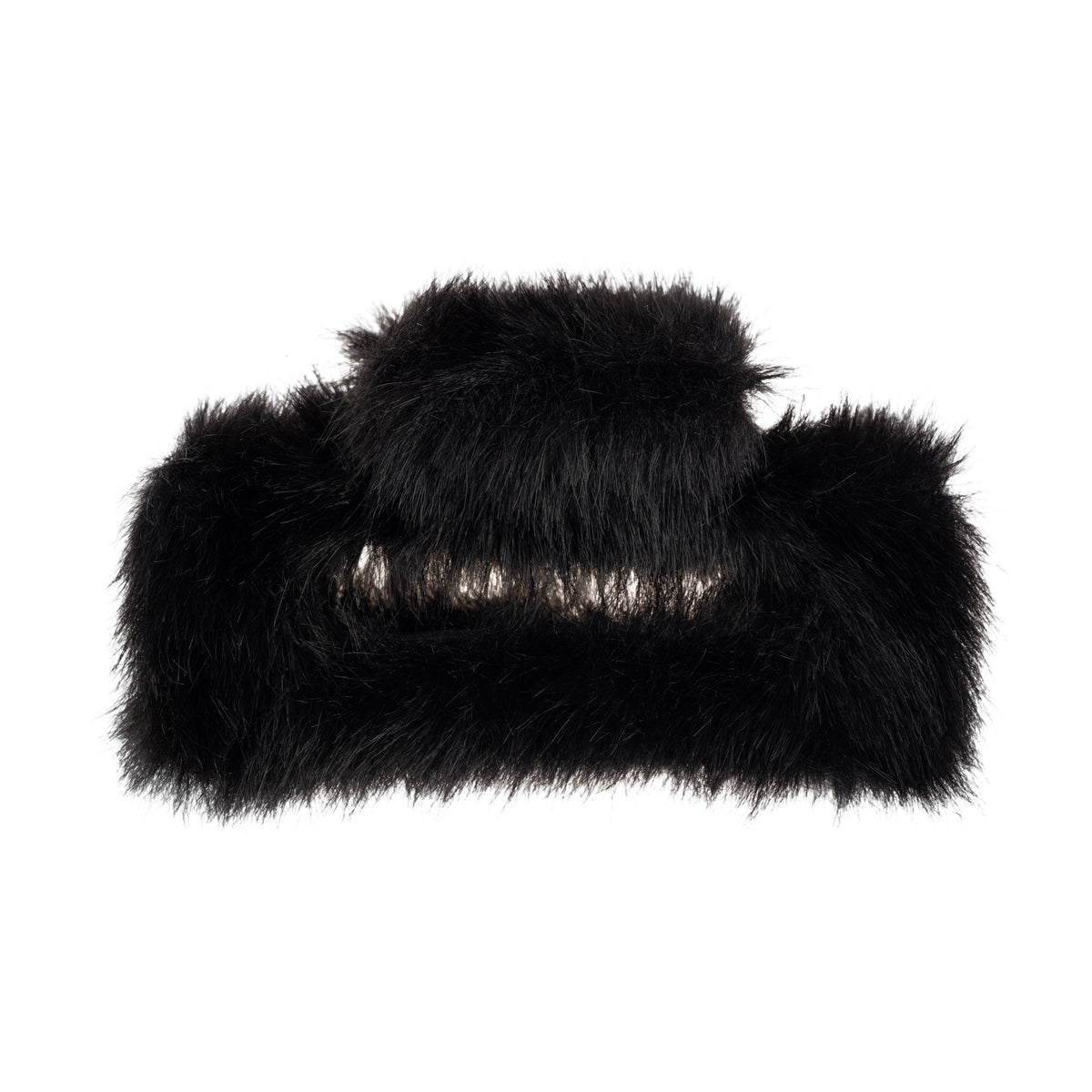 FAUX FUR HAIR CLAW SQUARE BLACK