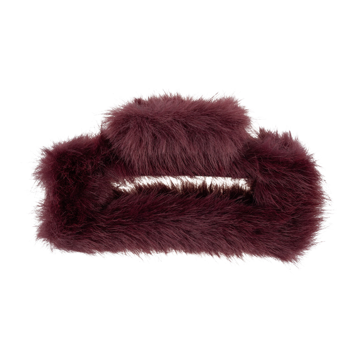 FAUX FUR HAIR CLAW SQUARE BORDEAUX