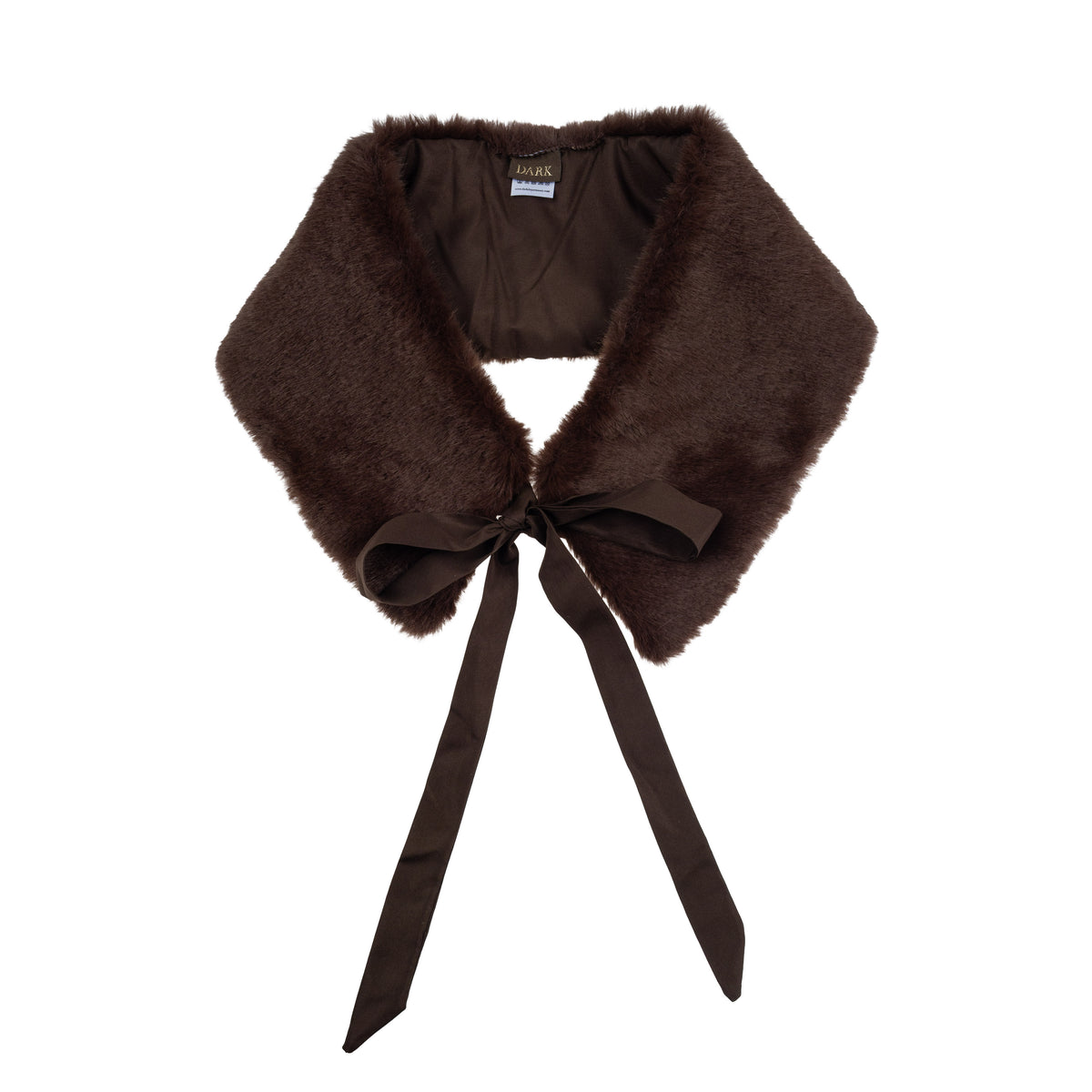 FAUX FUR MINK TRAPEZOID SCARF W/RIBBON CHOCOLATE BROWN