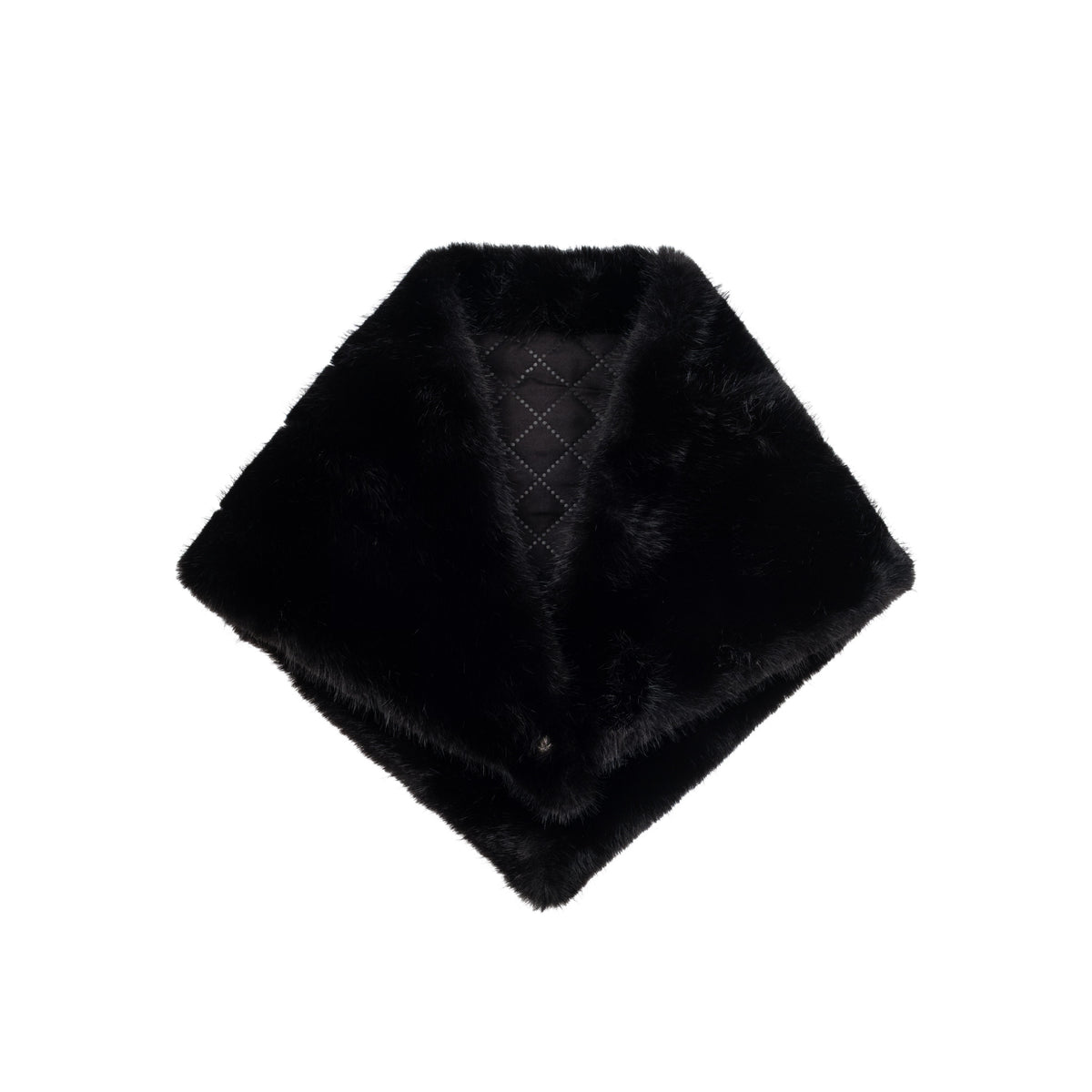 FAUX FUR MINK TRIANGLE SCARF BLACK