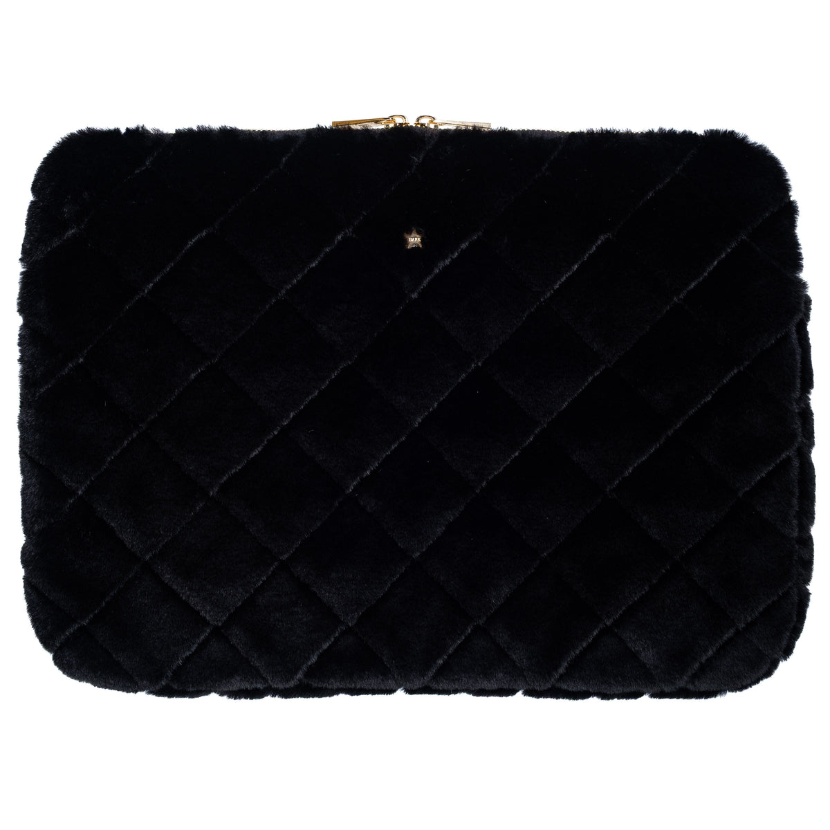FAUX FUR QUILTED MAC COVER BLACK
