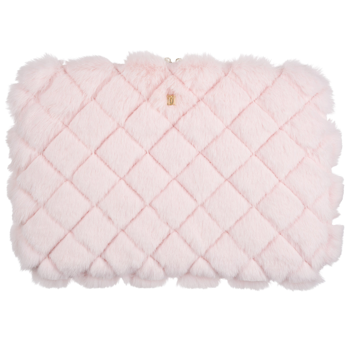 FAUX FUR QUILTED MAC COVER PALE ROSE