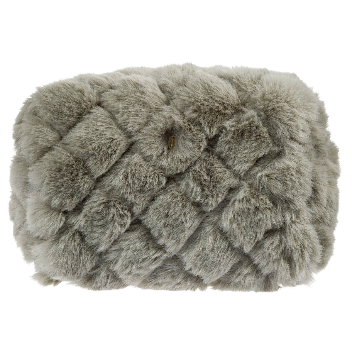 FAUX FUR QUILTED MAKE-UP POUCH LARGE COOL ARMY