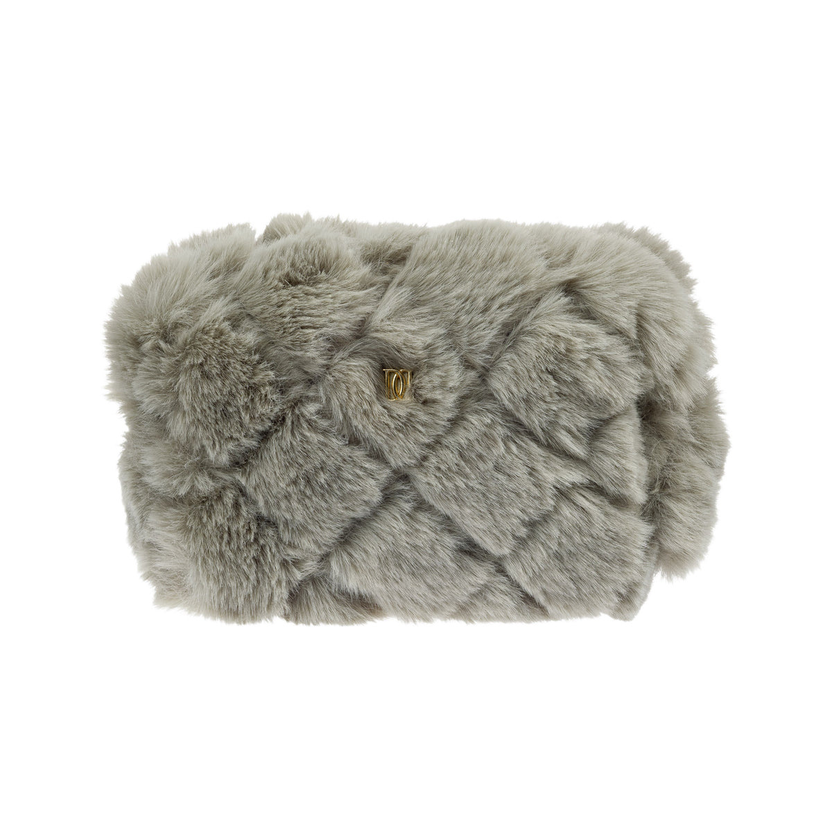 FAUX FUR QUILTED MAKE-UP POUCH SMALL COOL ARMY