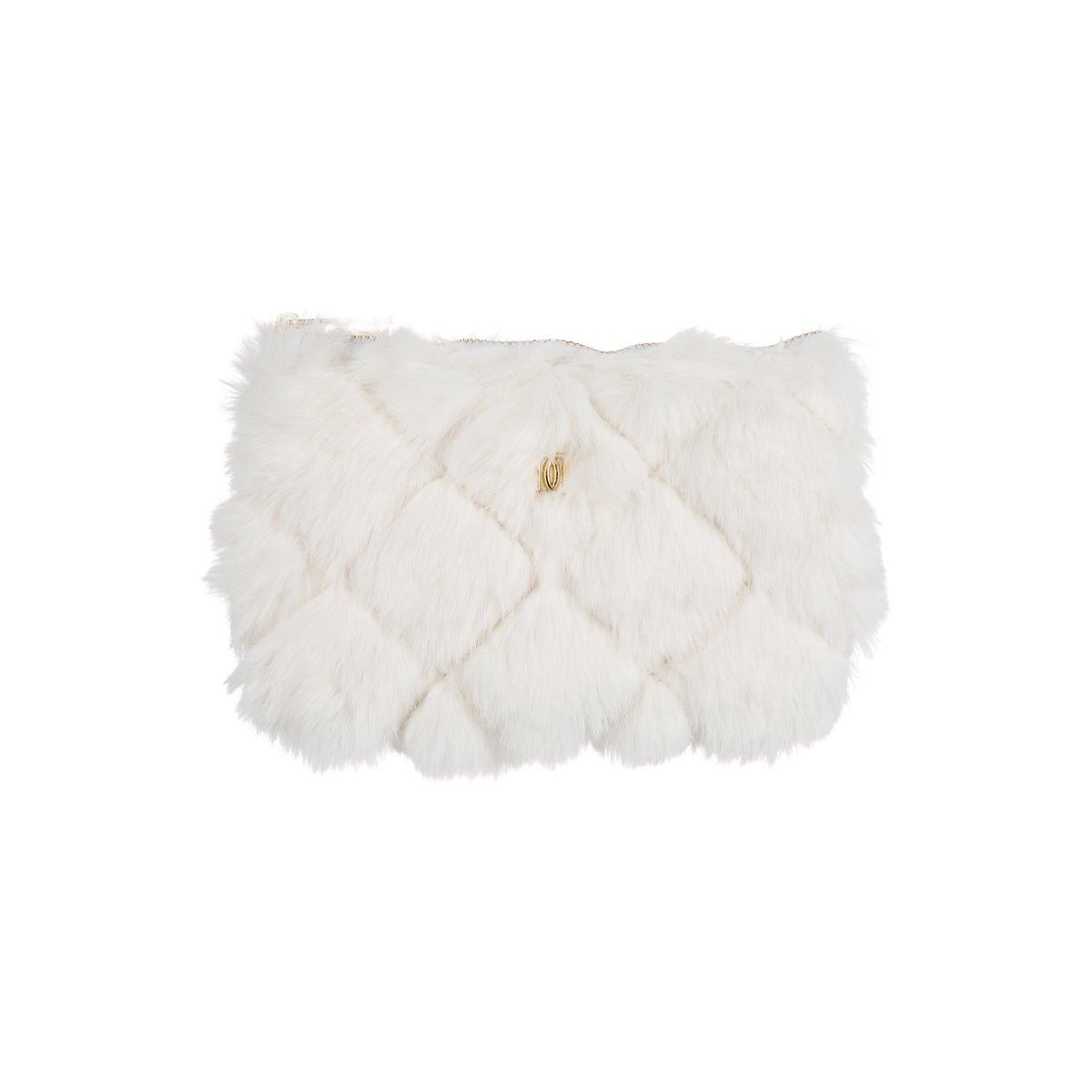FAUX FUR QUILTED MIDI POUCH OFF WHITE