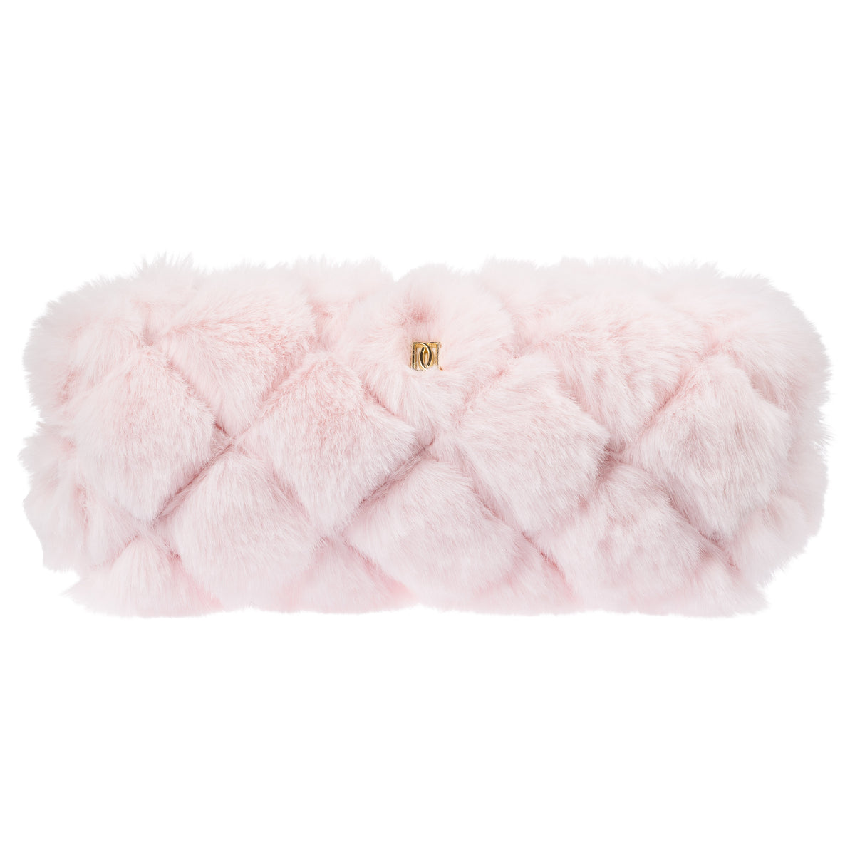 FAUX FUR QUILTED TOOL POUCH PALE ROSE
