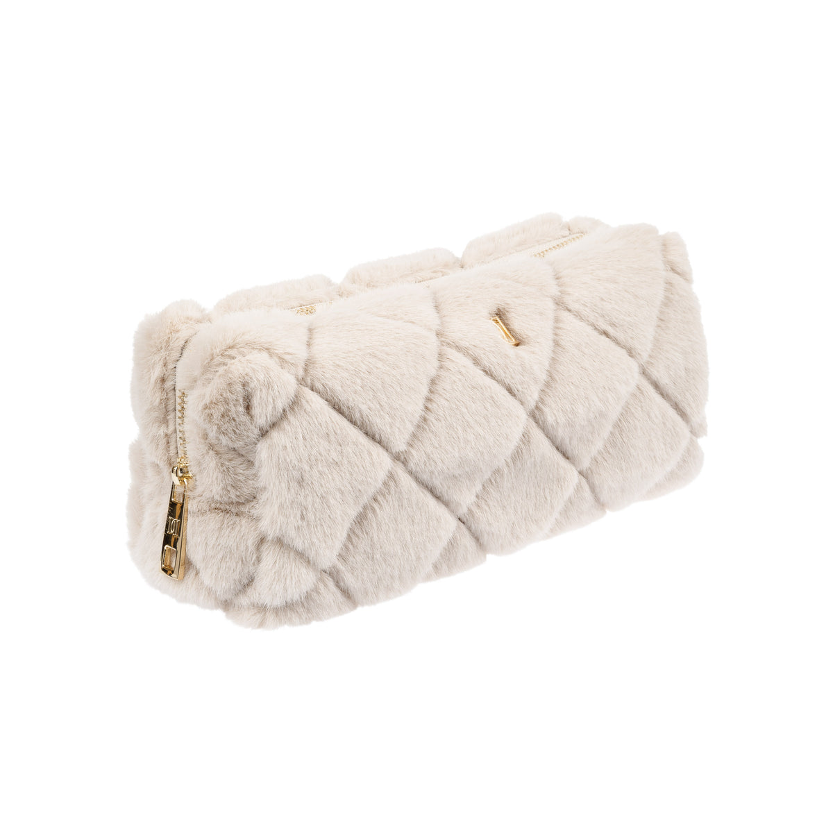 FAUX FUR QUILTED TOOL POUCH SAND