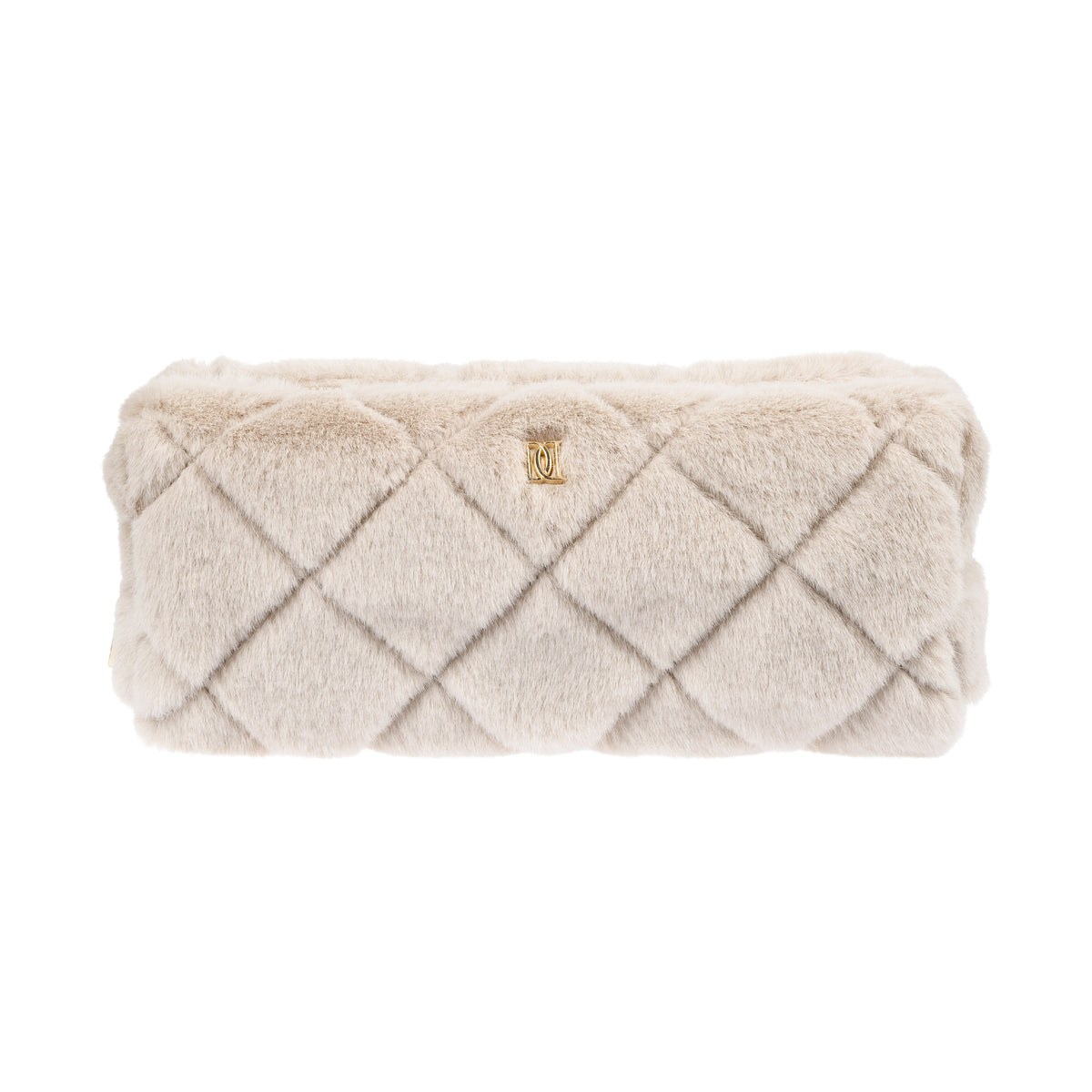 FAUX FUR QUILTED TOOL POUCH SAND