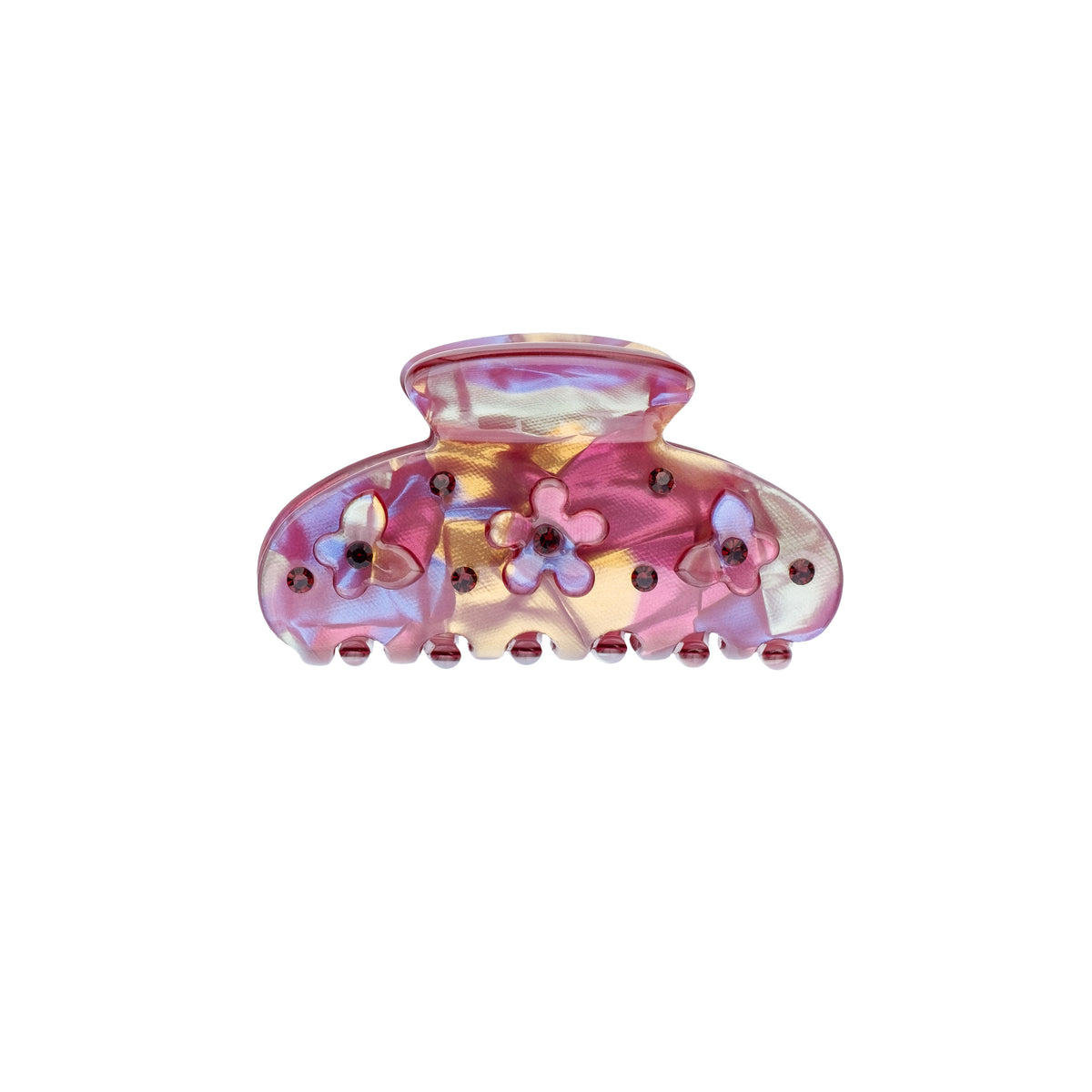 FLOWER & BUTTERFLY HAIR CLAW SMALL MAROON