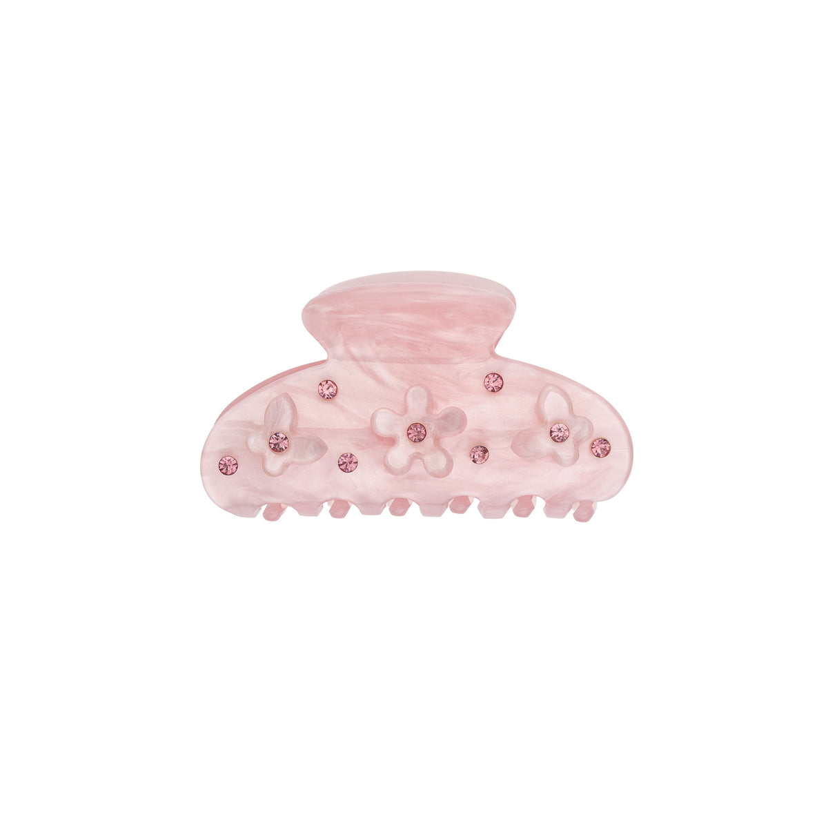 FLOWER & BUTTERFLY HAIR CLAW SMALL PALE ROSE W/PALE ROSE