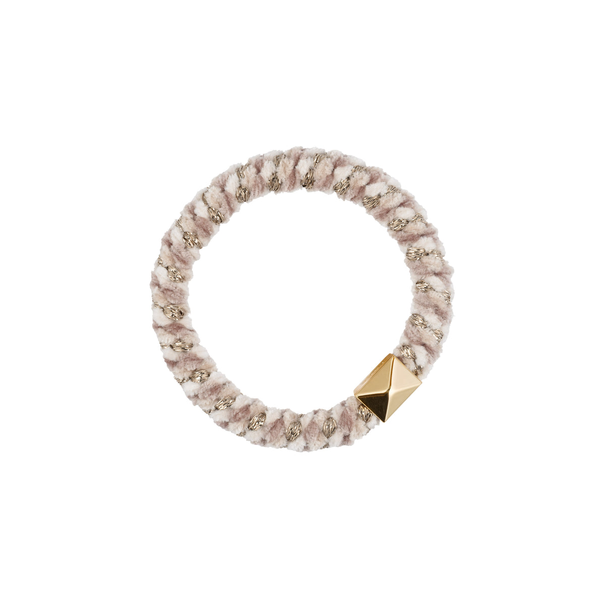 FLUFFY FAT HAIR TIE SAND & OFF WHITE MIX