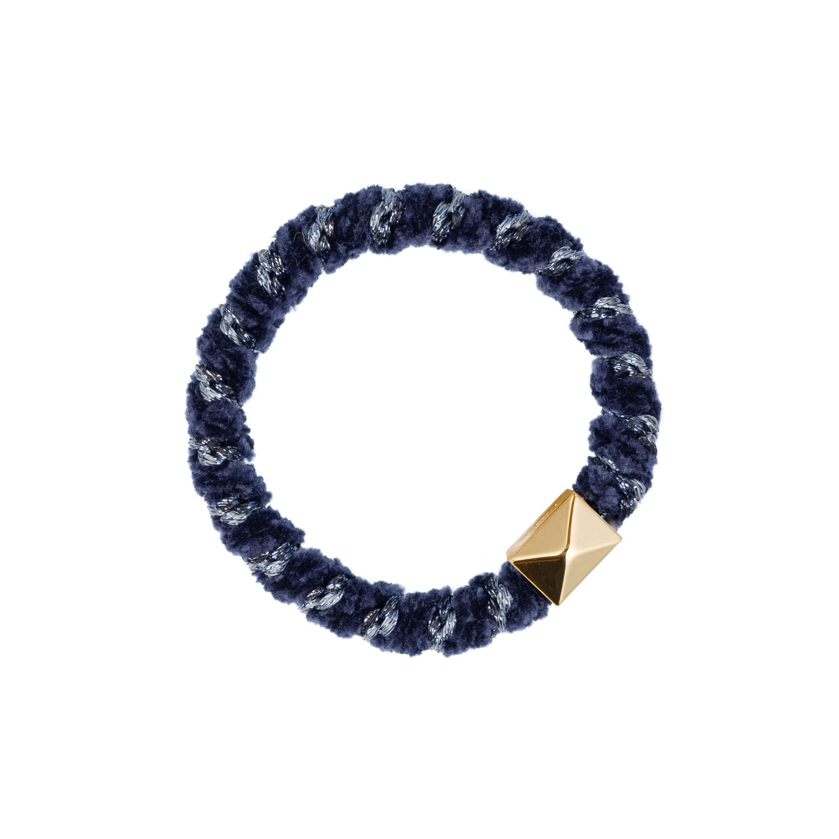 FLUFFY FAT HAIR TIE NAVY BLUE GLITTER MIX