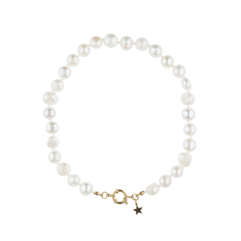 FRESH WATER PEARL NECKLACE 12 MM 38 CM W/GOLD CLASP