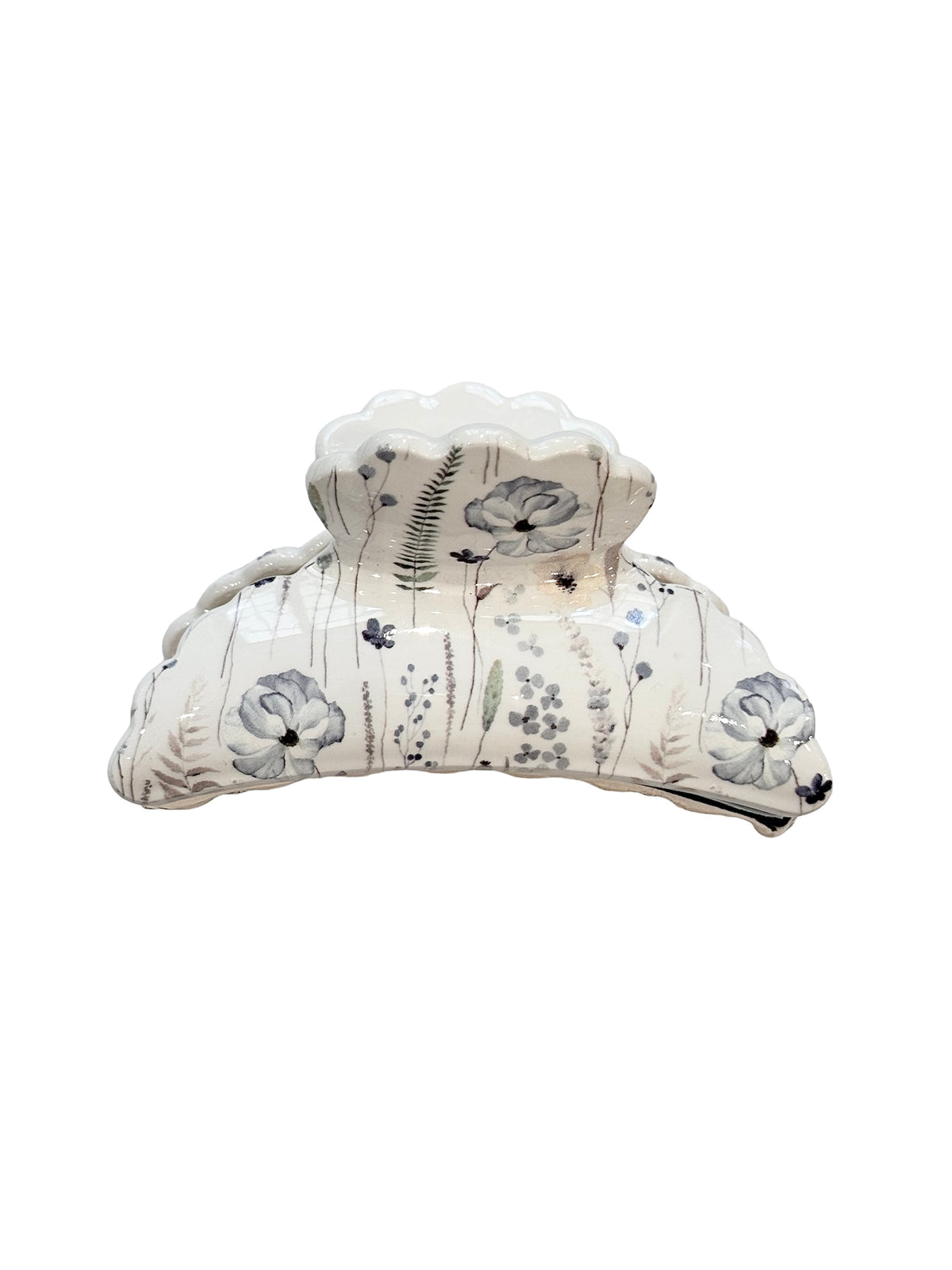 HAIR CLAW X LARGE BLUE TONES FLOWER PATTERN