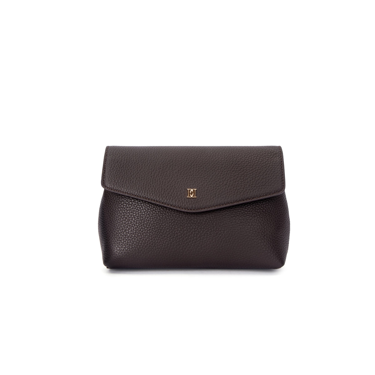 LEATHER FLAP POUCH CHOCOLATE BROWN