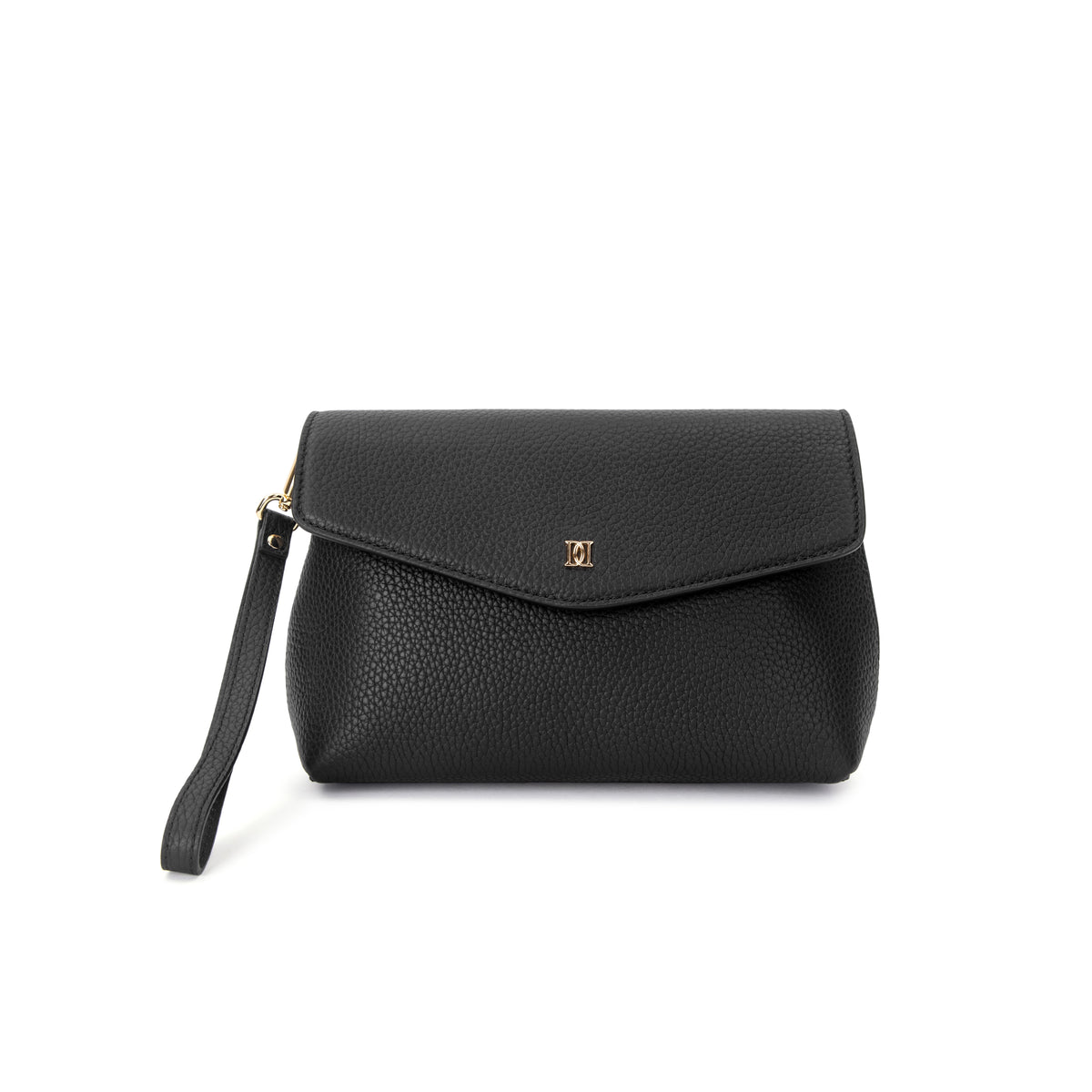 LEATHER FLAP POUCH BLACK