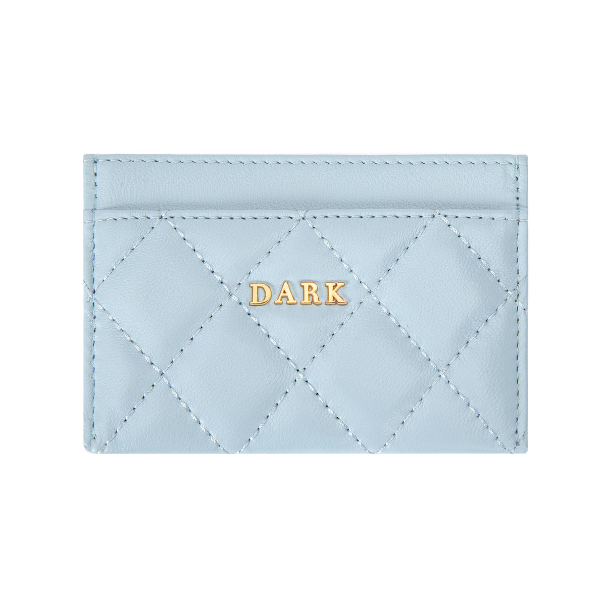 LEATHER QUILTED CARD HOLDER W/DARK LOGO IBIZA BLUE