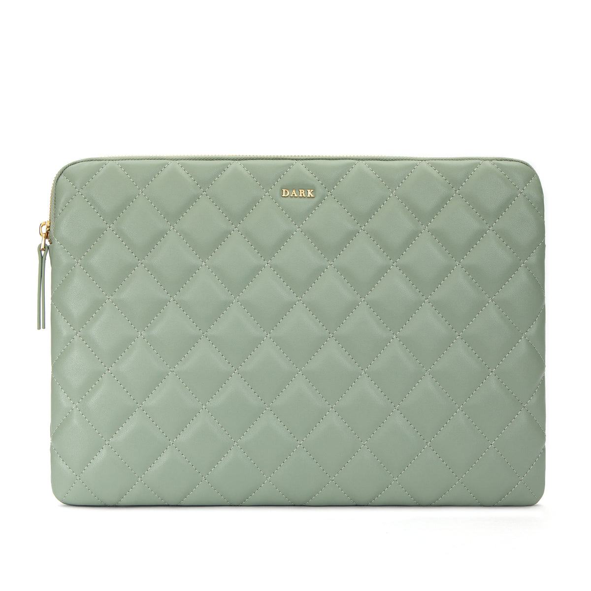 LEATHER QUILTED MAC COVER MILIEU GREEN