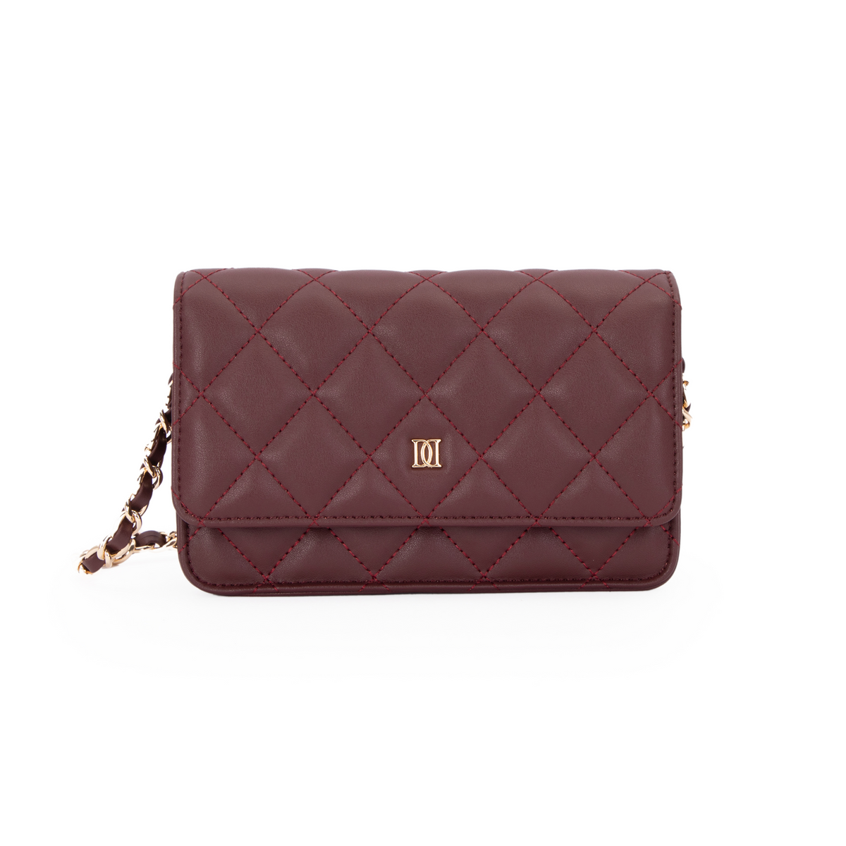LEATHER QUILTED MINI BAG MAROON