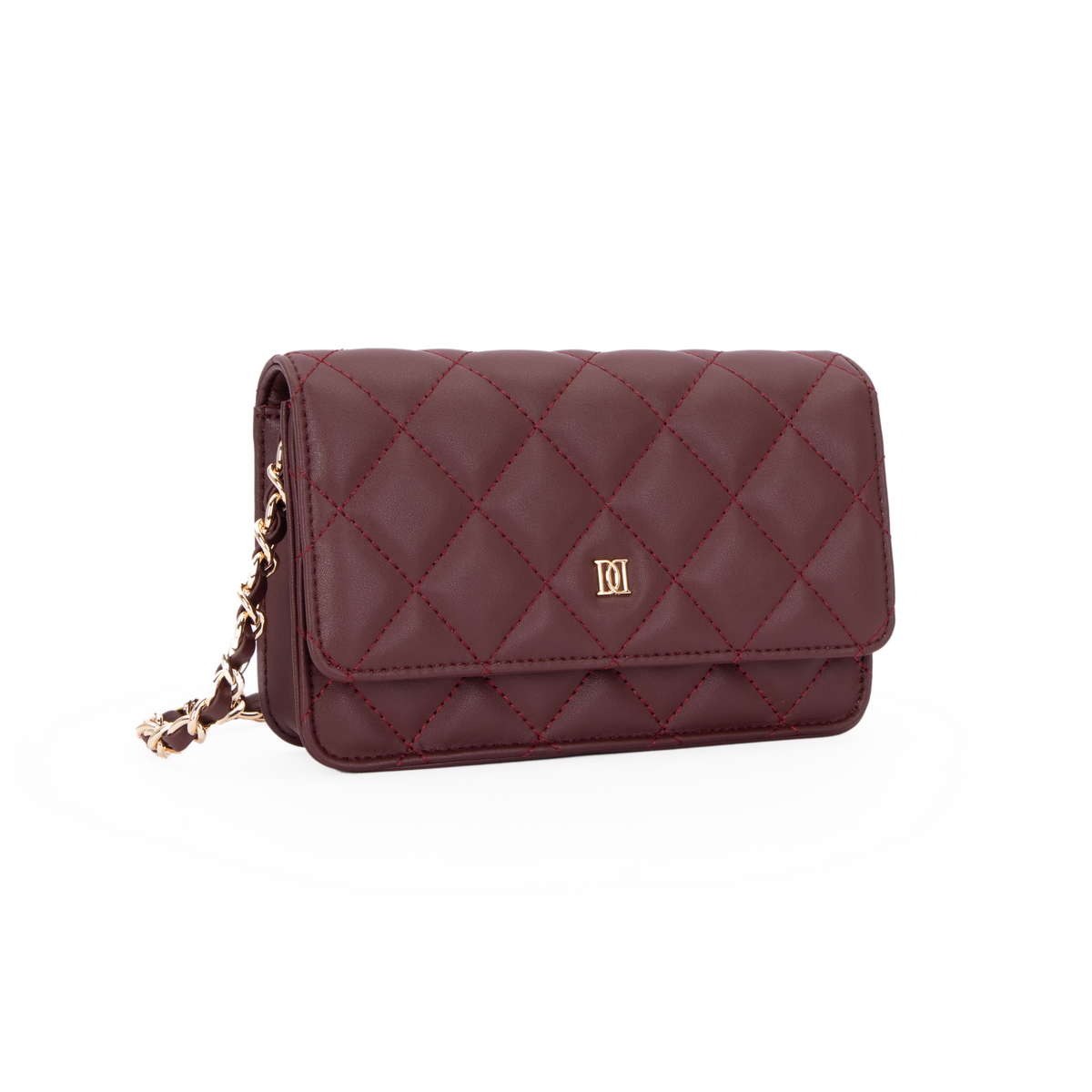 LEATHER QUILTED MINI BAG MAROON