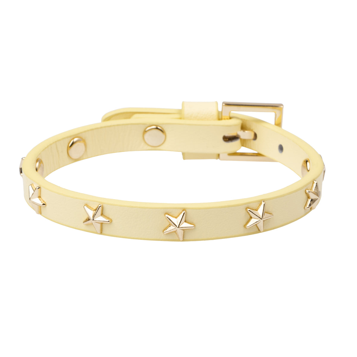 LEATHER STAR STUD BRACELET MINI PALE YELLOW