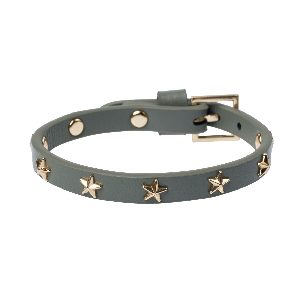 LEATHER STAR STUD BRACELET MINI COOL ARMY