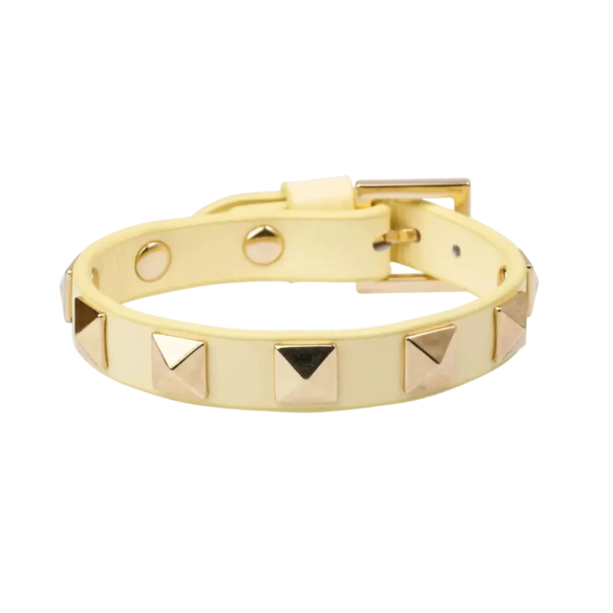 LEATHER STUD BRACELET PALE YELLOW