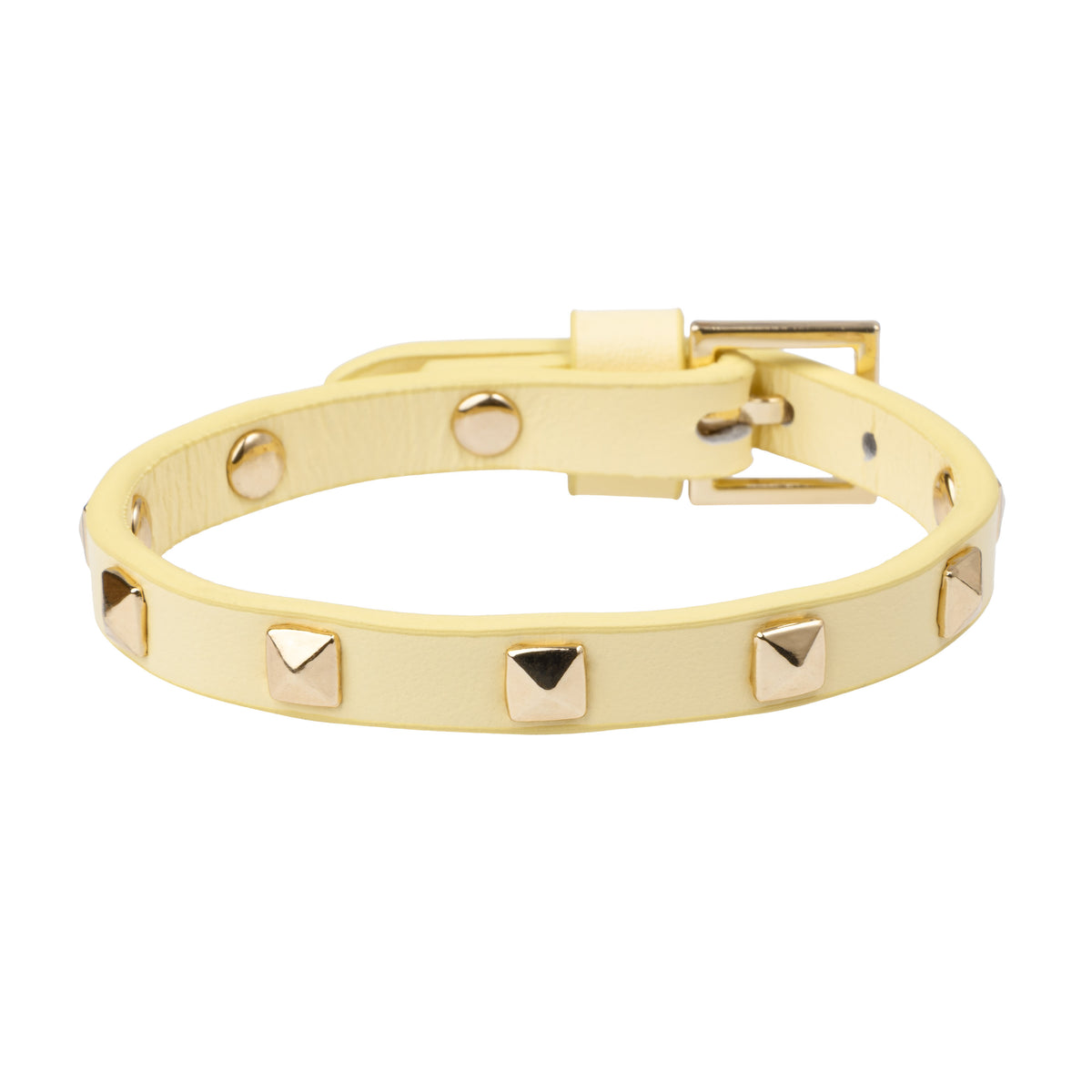 LEATHER STUD BRACELET MINI PALE YELLOW