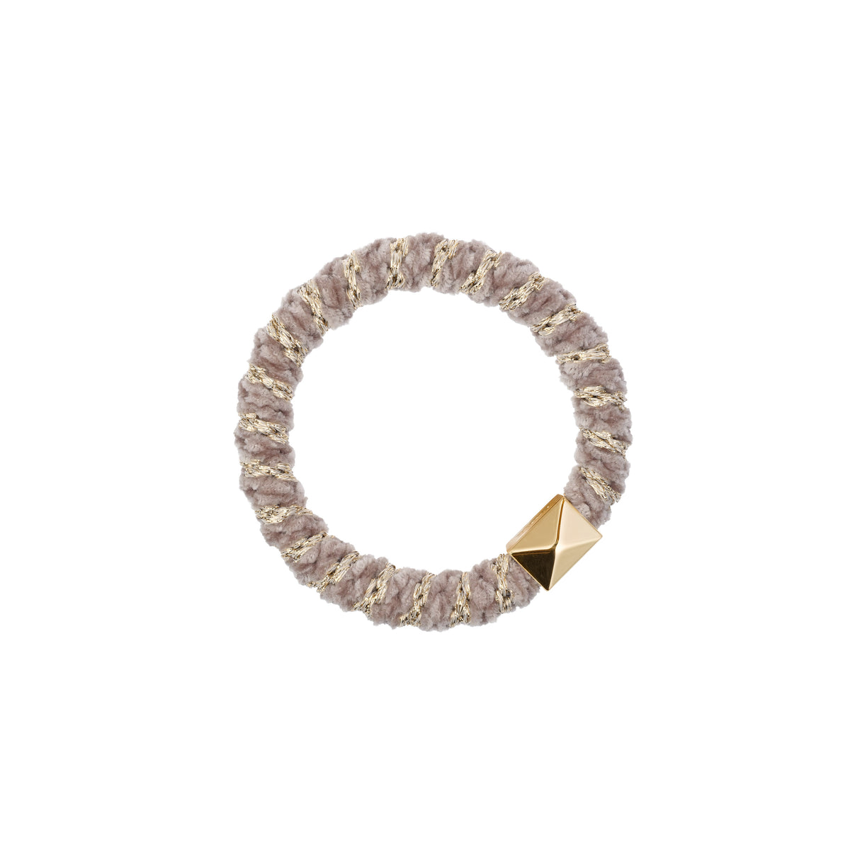 FLUFFY FAT HAIR TIE LIGHT TAUPE STRIPE