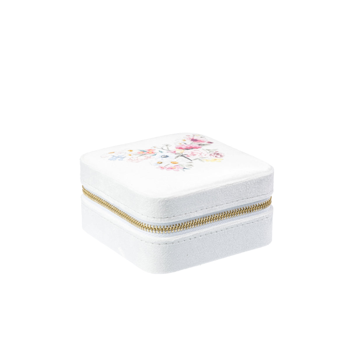 VELVET JEWELLERY BOX MINI OFF WHITE W/BUTTERFLY